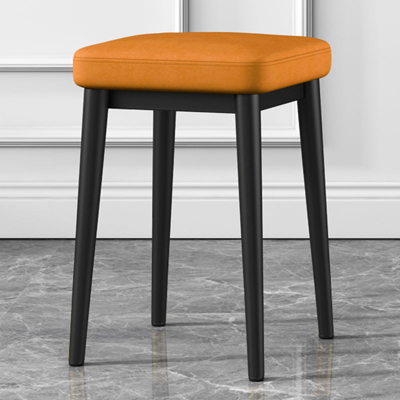 Square Ottoman Solid Color Upholstered Metal Frame Fabric Standard Ottoman Orange 1 Piece Black Clearhalo 'furn' 'furn_ottomans_poufs' 'Furniture' 'Living Room Furniture' 'Ottomans & Poufs' 'ottomans_poufs' 6008967