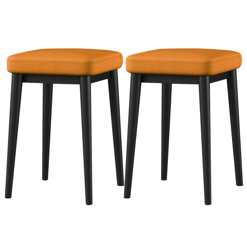 Square Ottoman Solid Color Upholstered Metal Frame Fabric Standard Ottoman Orange 2 Piece Set Black Clearhalo 'furn' 'furn_ottomans_poufs' 'Furniture' 'Living Room Furniture' 'Ottomans & Poufs' 'ottomans_poufs' 6008969
