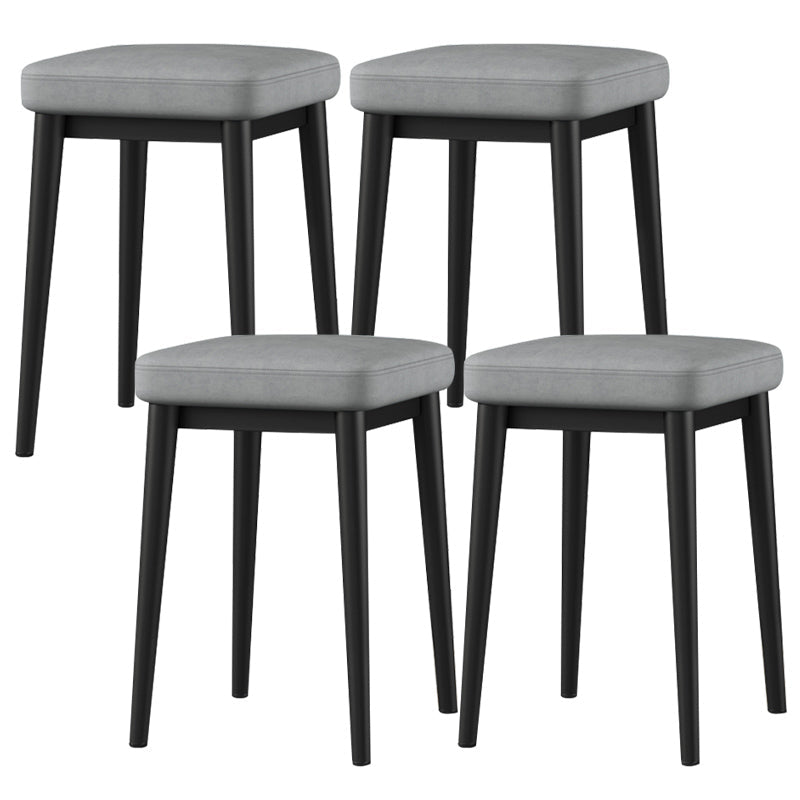 Square Ottoman Solid Color Upholstered Metal Frame Fabric Standard Ottoman Light Gray 4 Piece Set Black Clearhalo 'furn' 'furn_ottomans_poufs' 'Furniture' 'Living Room Furniture' 'Ottomans & Poufs' 'ottomans_poufs' 6008993