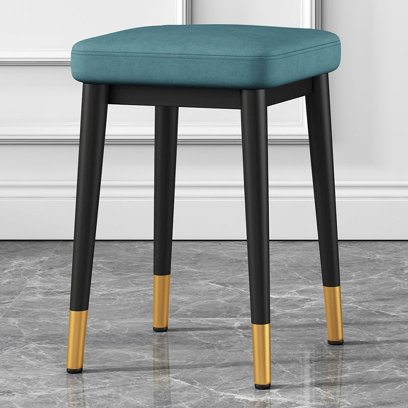 Square Ottoman Solid Color Upholstered Metal Frame Fabric Standard Ottoman Blue 1 Piece Black Gold Clearhalo 'furn' 'furn_ottomans_poufs' 'Furniture' 'Living Room Furniture' 'Ottomans & Poufs' 'ottomans_poufs' 6008997