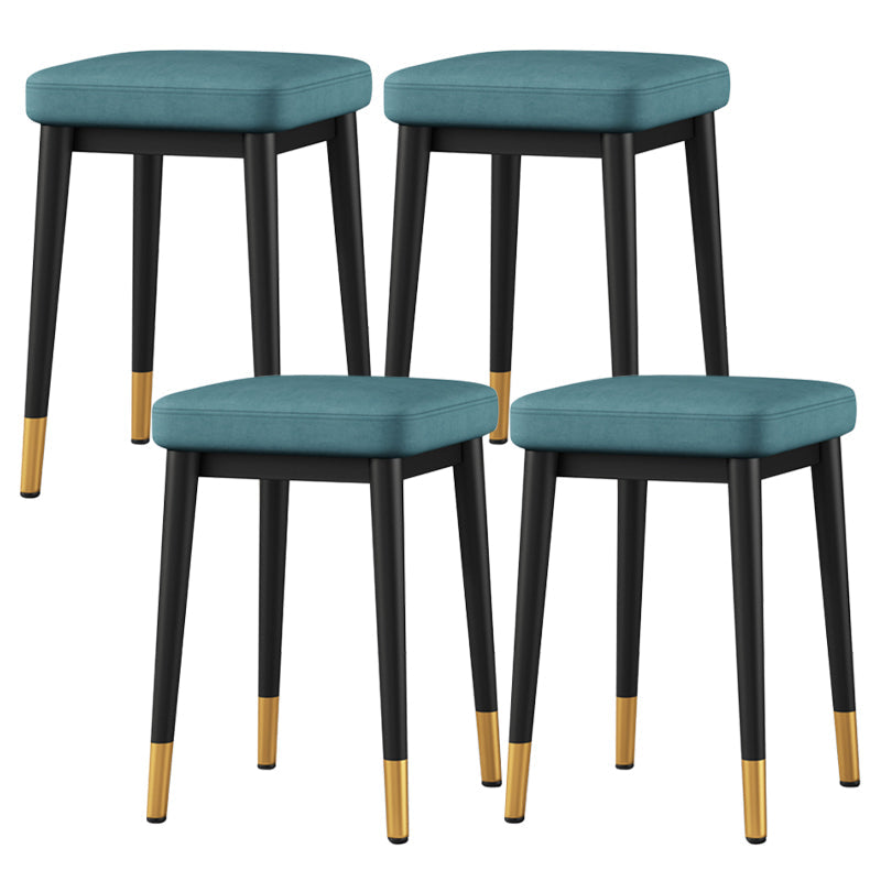 Square Ottoman Solid Color Upholstered Metal Frame Fabric Standard Ottoman Blue 4 Piece Set Black Gold Clearhalo 'furn' 'furn_ottomans_poufs' 'Furniture' 'Living Room Furniture' 'Ottomans & Poufs' 'ottomans_poufs' 6008999