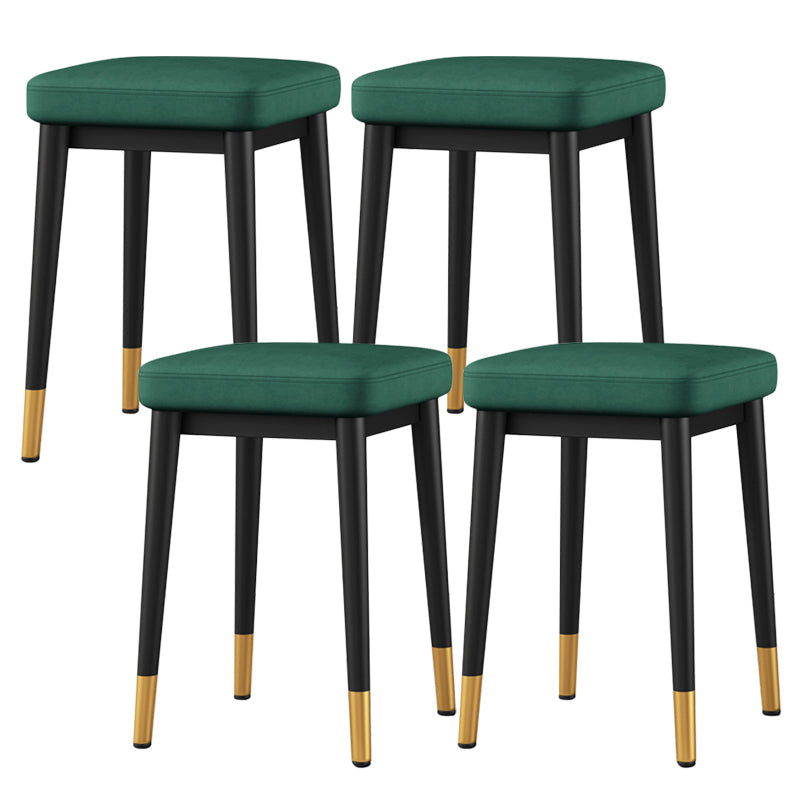 Square Ottoman Solid Color Upholstered Metal Frame Fabric Standard Ottoman Green 4 Piece Set Black Gold Clearhalo 'furn' 'furn_ottomans_poufs' 'Furniture' 'Living Room Furniture' 'Ottomans & Poufs' 'ottomans_poufs' 6009002