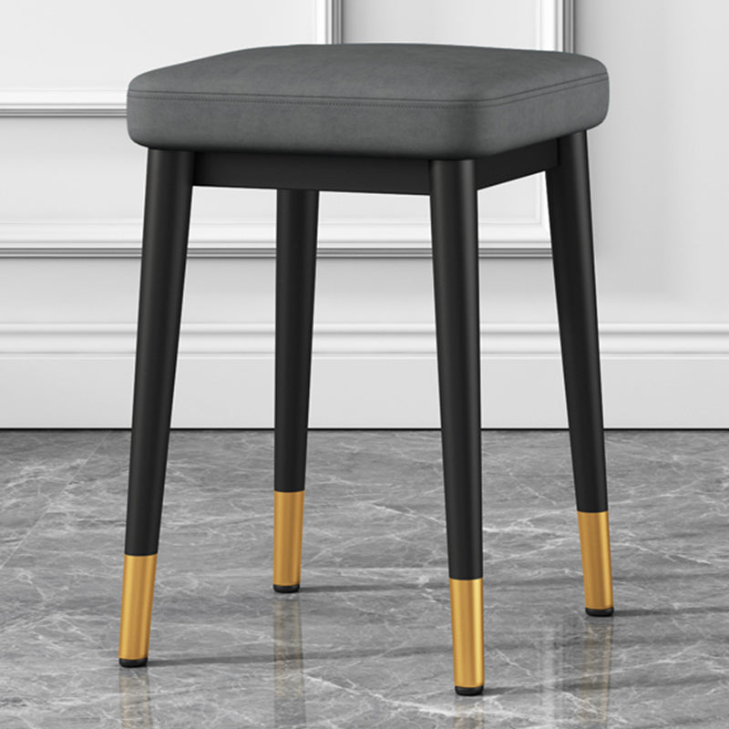 Square Ottoman Solid Color Upholstered Metal Frame Fabric Standard Ottoman Dark Gray 1 Piece Black Gold Clearhalo 'furn' 'furn_ottomans_poufs' 'Furniture' 'Living Room Furniture' 'Ottomans & Poufs' 'ottomans_poufs' 6009003