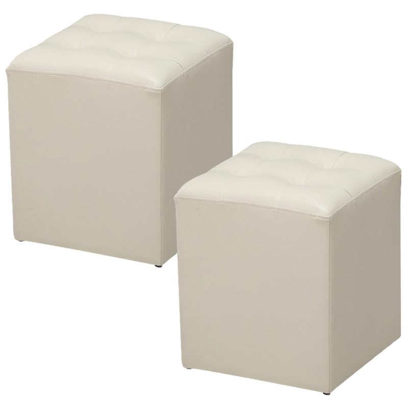 Moderna otomana otomana de cuero tapizado de cuero con mechones sólidos resistentes a la mancha sólida otomana