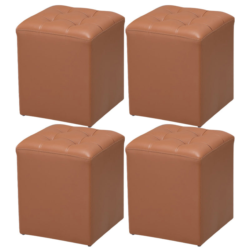 Moderna otomana otomana de cuero tapizado de cuero con mechones sólidos resistentes a la mancha sólida otomana