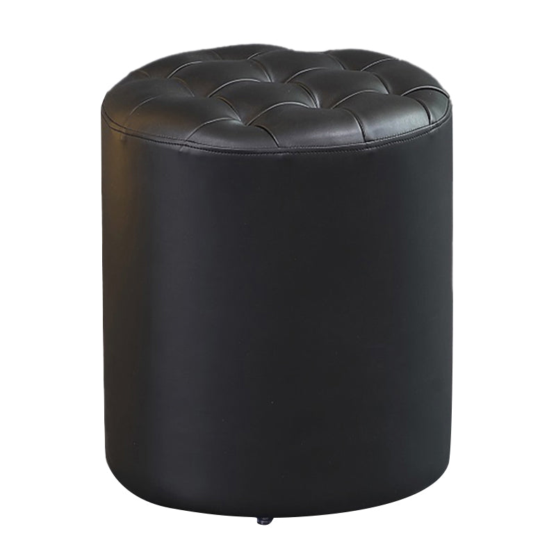 Contemporary Pouf Ottoman Genuine Leather Upholstered Tufted Solid Color Ottoman Clearhalo 'furn' 'furn_ottomans_poufs' 'Furniture' 'Living Room Furniture' 'Ottomans & Poufs' 'ottomans_poufs' 6009071