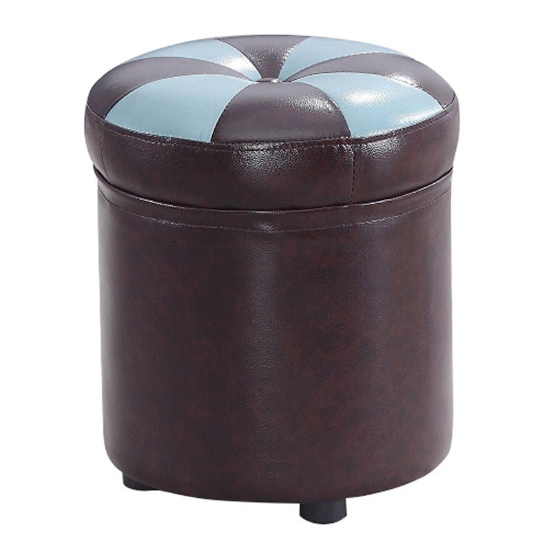 Modern Pouf Ottoman Faux Leather Tufted Geometric Printed Cylinder Shape Ottoman Clearhalo 'furn' 'furn_ottomans_poufs' 'Furniture' 'Living Room Furniture' 'Ottomans & Poufs' 'ottomans_poufs' 6009130