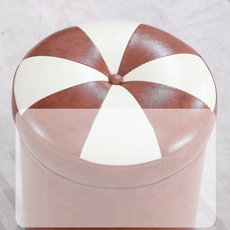 Modern Pouf Ottoman Faux Leather Tufted Geometric Printed Cylinder Shape Ottoman Clearhalo 'furn' 'furn_ottomans_poufs' 'Furniture' 'Living Room Furniture' 'Ottomans & Poufs' 'ottomans_poufs' 6009132