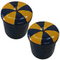 Modern Pouf Ottoman Faux Leather Tufted Geometric Printed Cylinder Shape Ottoman Dark Blue-Yellow 2 Piece Set Clearhalo 'furn' 'furn_ottomans_poufs' 'Furniture' 'Living Room Furniture' 'Ottomans & Poufs' 'ottomans_poufs' 6009170