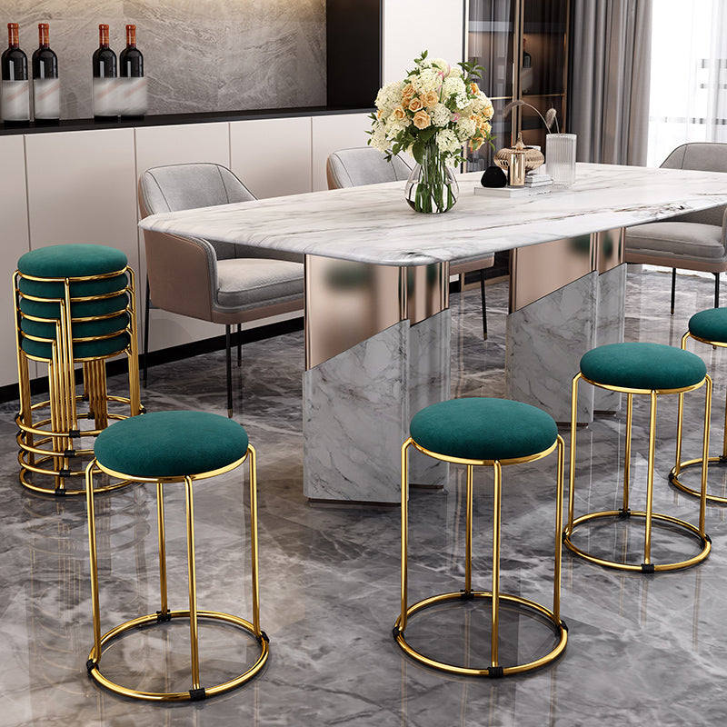 Velvet Upholstered Ottoman Solid Color Round Contemporary Metal Frame Ottoman Clearhalo 'furn' 'furn_ottomans_poufs' 'Furniture' 'Living Room Furniture' 'Ottomans & Poufs' 'ottomans_poufs' 6009230