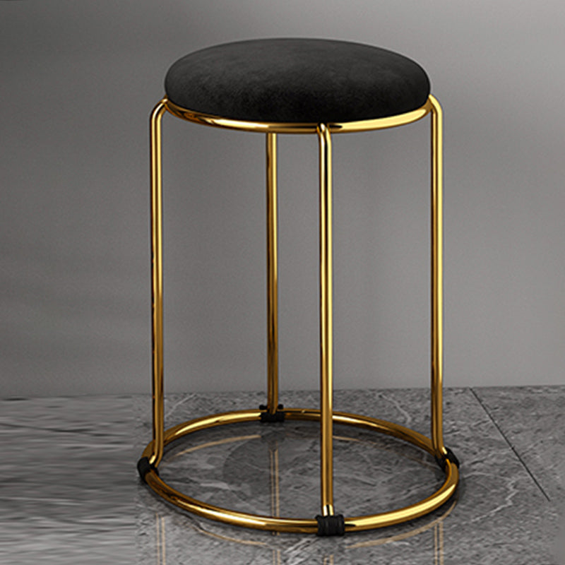 Velvet Upholstered Ottoman Solid Color Round Contemporary Metal Frame Ottoman Black 1 Piece Clearhalo 'furn' 'furn_ottomans_poufs' 'Furniture' 'Living Room Furniture' 'Ottomans & Poufs' 'ottomans_poufs' 6009231