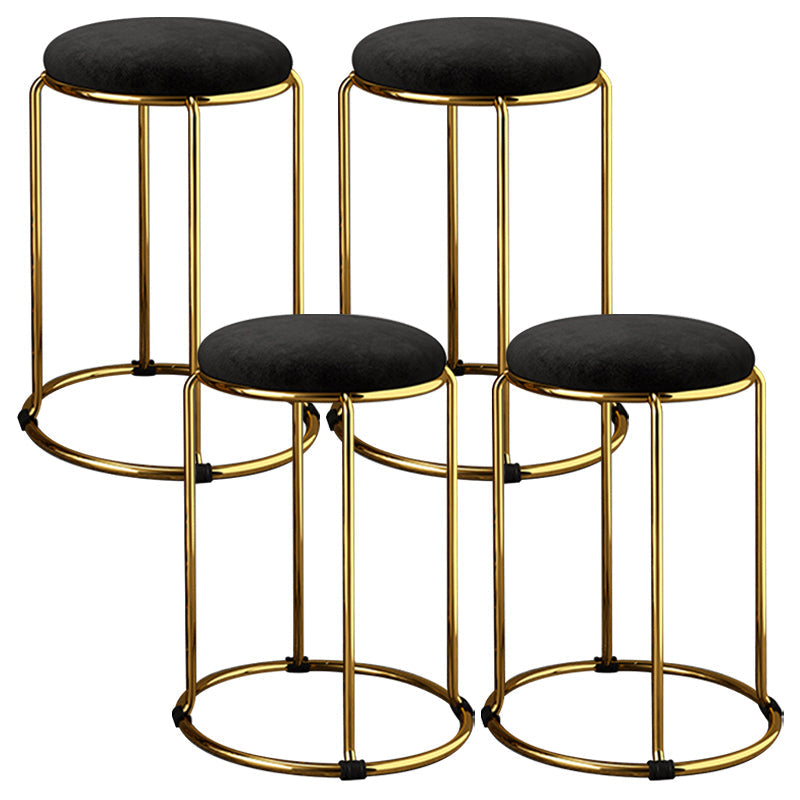 Velvet Upholstered Ottoman Solid Color Round Contemporary Metal Frame Ottoman Black 4 Piece Set Clearhalo 'furn' 'furn_ottomans_poufs' 'Furniture' 'Living Room Furniture' 'Ottomans & Poufs' 'ottomans_poufs' 6009234