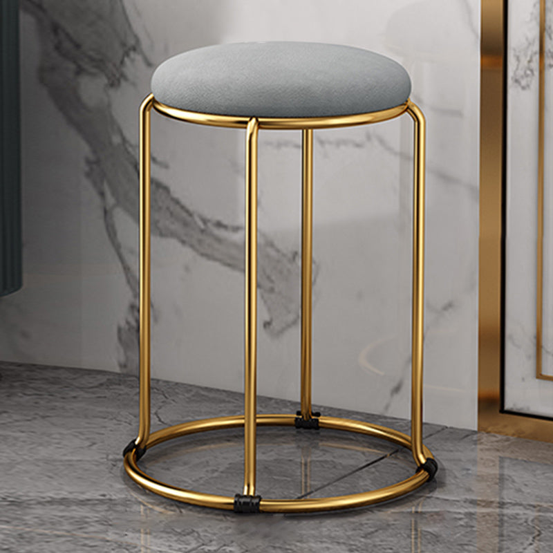 Velvet Upholstered Ottoman Solid Color Round Contemporary Metal Frame Ottoman Grey 1 Piece Clearhalo 'furn' 'furn_ottomans_poufs' 'Furniture' 'Living Room Furniture' 'Ottomans & Poufs' 'ottomans_poufs' 6009236