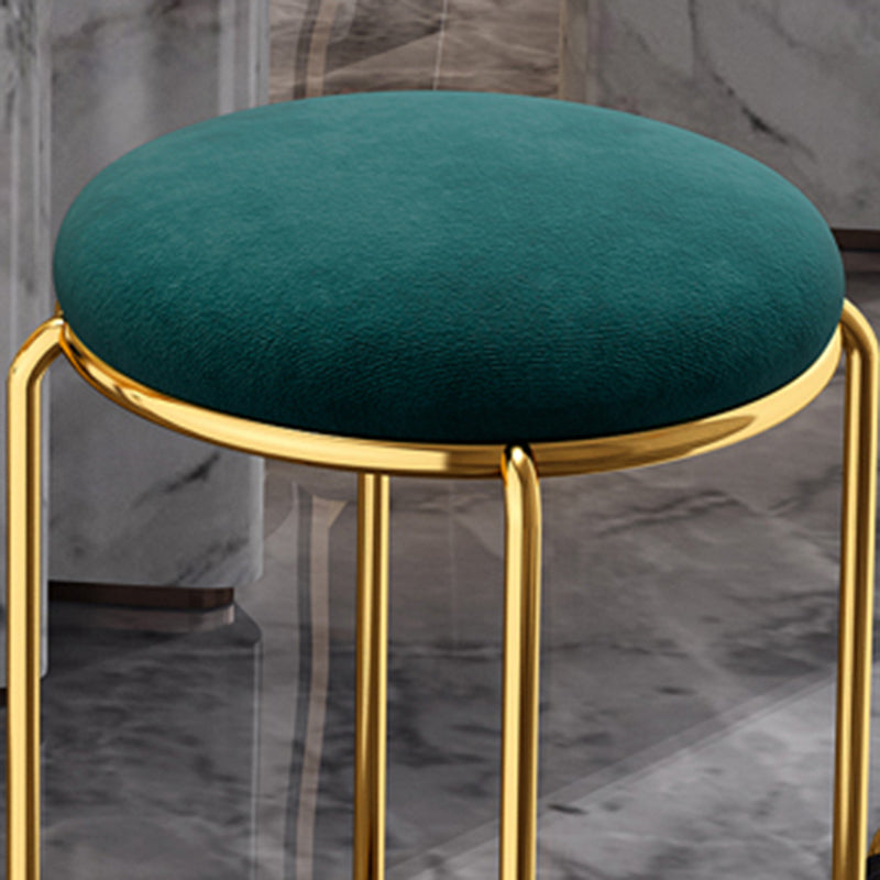 Velvet Upholstered Ottoman Solid Color Round Contemporary Metal Frame Ottoman Clearhalo 'furn' 'furn_ottomans_poufs' 'Furniture' 'Living Room Furniture' 'Ottomans & Poufs' 'ottomans_poufs' 6009243