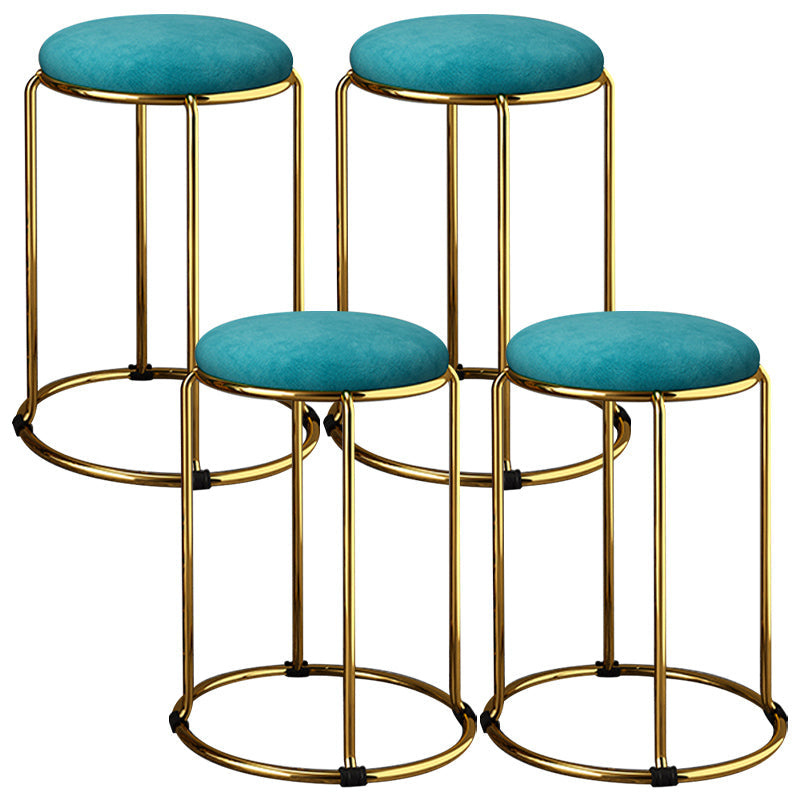 Velvet Upholstered Ottoman Solid Color Round Contemporary Metal Frame Ottoman Blue 4 Piece Set Clearhalo 'furn' 'furn_ottomans_poufs' 'Furniture' 'Living Room Furniture' 'Ottomans & Poufs' 'ottomans_poufs' 6009252