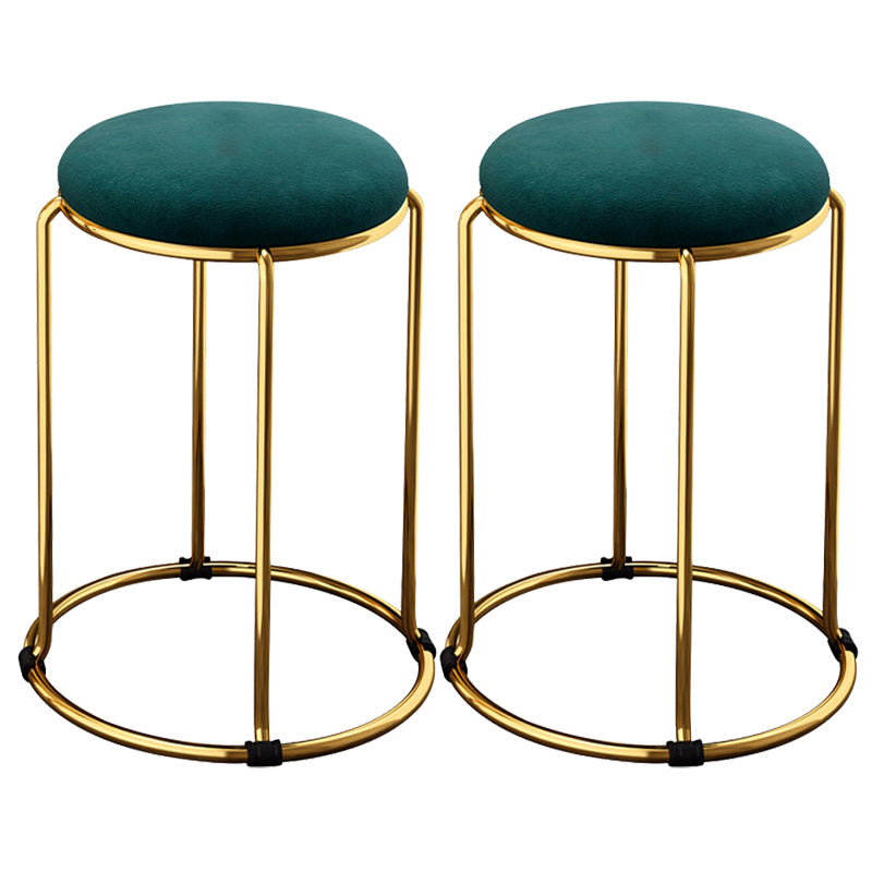 Velvet Upholstered Ottoman Solid Color Round Contemporary Metal Frame Ottoman Green 2 Piece Set Clearhalo 'furn' 'furn_ottomans_poufs' 'Furniture' 'Living Room Furniture' 'Ottomans & Poufs' 'ottomans_poufs' 6009257