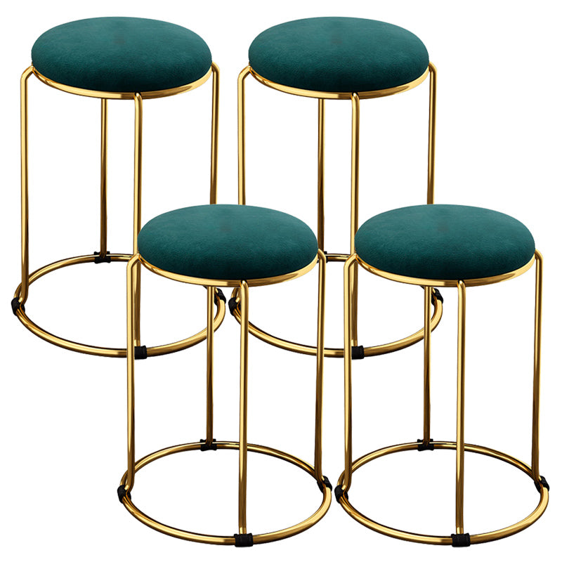 Velvet Upholstered Ottoman Solid Color Round Contemporary Metal Frame Ottoman Green 4 Piece Set Clearhalo 'furn' 'furn_ottomans_poufs' 'Furniture' 'Living Room Furniture' 'Ottomans & Poufs' 'ottomans_poufs' 6009258