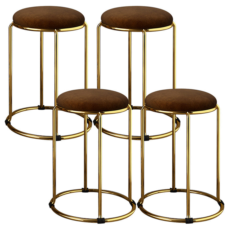 Velvet Upholstered Ottoman Solid Color Round Contemporary Metal Frame Ottoman Coffee 4 Piece Set Clearhalo 'furn' 'furn_ottomans_poufs' 'Furniture' 'Living Room Furniture' 'Ottomans & Poufs' 'ottomans_poufs' 6009261