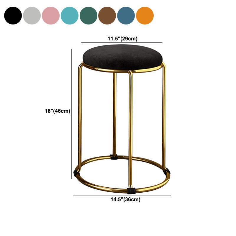 Velvet Upholstered Ottoman Solid Color Round Contemporary Metal Frame Ottoman Clearhalo 'furn' 'furn_ottomans_poufs' 'Furniture' 'Living Room Furniture' 'Ottomans & Poufs' 'ottomans_poufs' 6009268