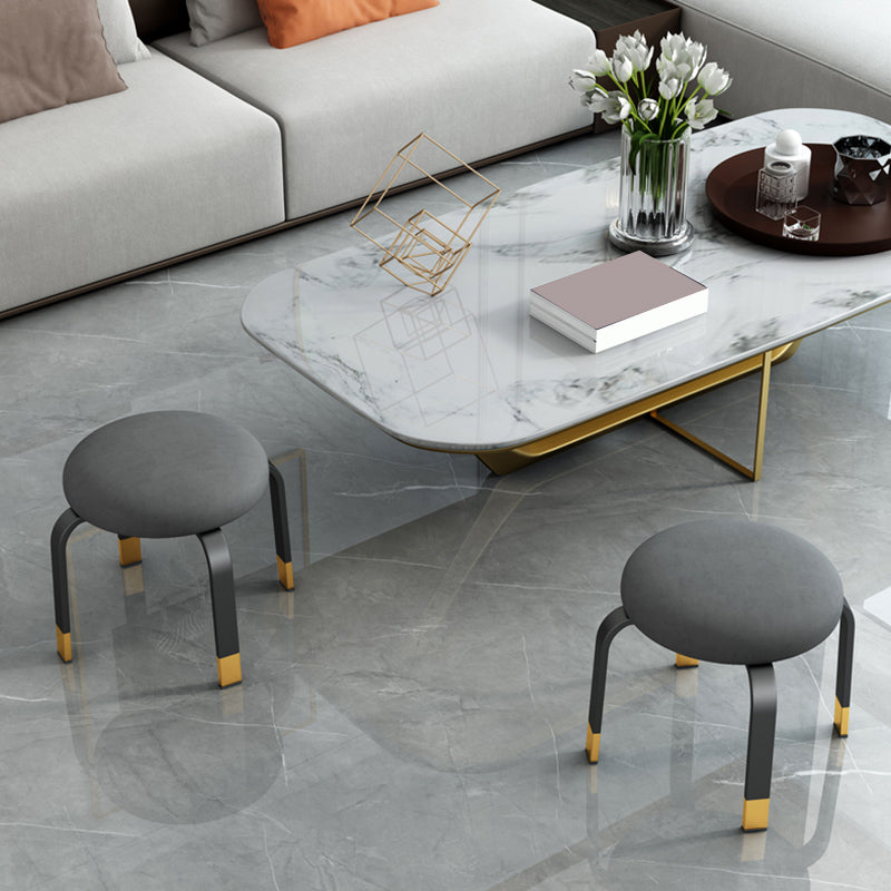 Fabric Round Water Resistant Ottoman Modern Solid Color Metal Frame Ottoman Clearhalo 'furn' 'furn_ottomans_poufs' 'Furniture' 'Living Room Furniture' 'Ottomans & Poufs' 'ottomans_poufs' 6009274