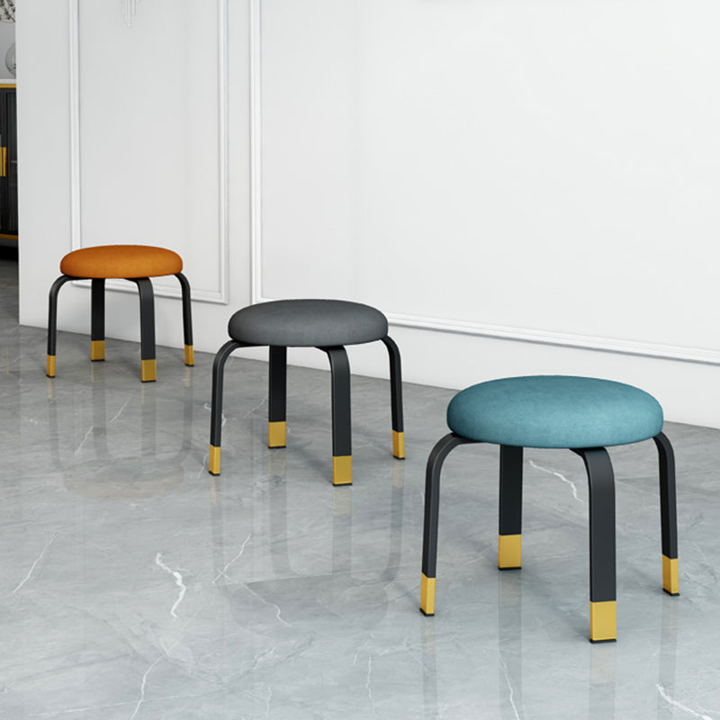 Fabric Round Water Resistant Ottoman Modern Solid Color Metal Frame Ottoman Clearhalo 'furn' 'furn_ottomans_poufs' 'Furniture' 'Living Room Furniture' 'Ottomans & Poufs' 'ottomans_poufs' 6009285