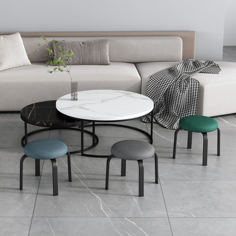 Fabric Round Water Resistant Ottoman Modern Solid Color Metal Frame Ottoman Clearhalo 'furn' 'furn_ottomans_poufs' 'Furniture' 'Living Room Furniture' 'Ottomans & Poufs' 'ottomans_poufs' 6009290