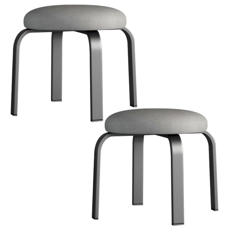 Fabric Round Water Resistant Ottoman Modern Solid Color Metal Frame Ottoman Light Gray 2 Piece Set Black Clearhalo 'furn' 'furn_ottomans_poufs' 'Furniture' 'Living Room Furniture' 'Ottomans & Poufs' 'ottomans_poufs' 6009294