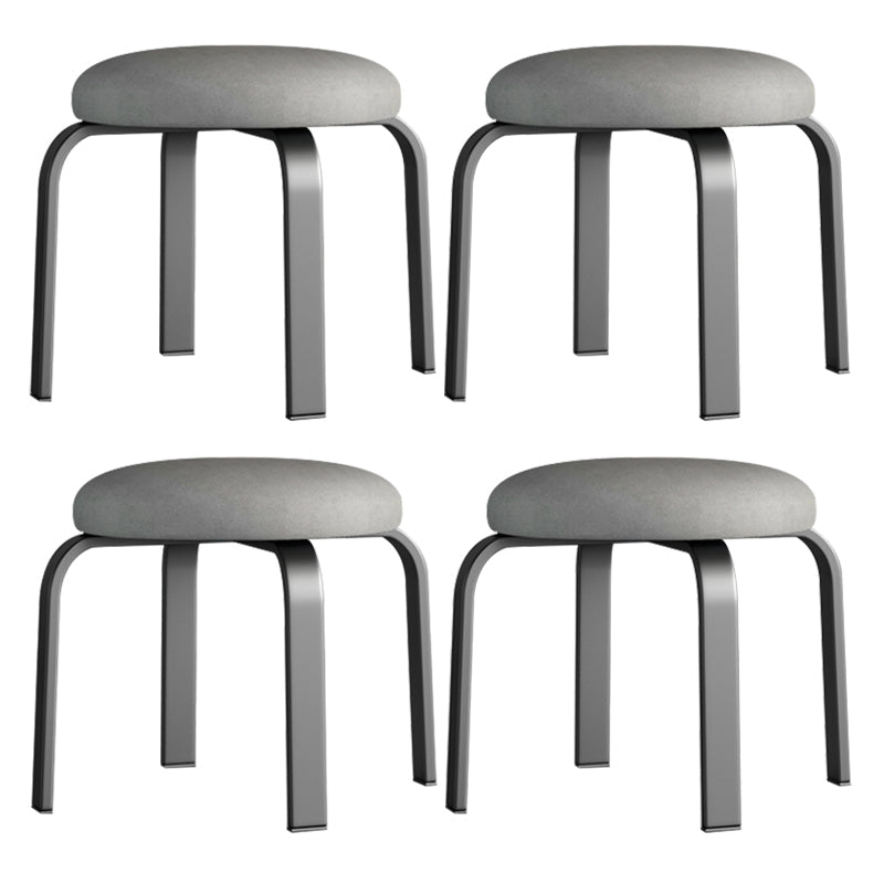 Fabric Round Water Resistant Ottoman Modern Solid Color Metal Frame Ottoman Light Gray 4 Piece Set Black Clearhalo 'furn' 'furn_ottomans_poufs' 'Furniture' 'Living Room Furniture' 'Ottomans & Poufs' 'ottomans_poufs' 6009295