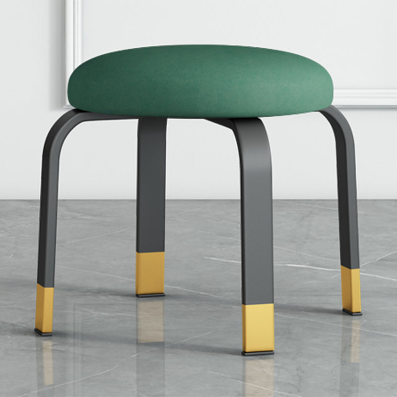 Fabric Round Water Resistant Ottoman Modern Solid Color Metal Frame Ottoman Green 1 Piece Black Gold Clearhalo 'furn' 'furn_ottomans_poufs' 'Furniture' 'Living Room Furniture' 'Ottomans & Poufs' 'ottomans_poufs' 6009305