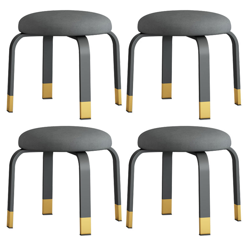 Fabric Round Water Resistant Ottoman Modern Solid Color Metal Frame Ottoman Dark Gray 4 Piece Set Black Gold Clearhalo 'furn' 'furn_ottomans_poufs' 'Furniture' 'Living Room Furniture' 'Ottomans & Poufs' 'ottomans_poufs' 6009310
