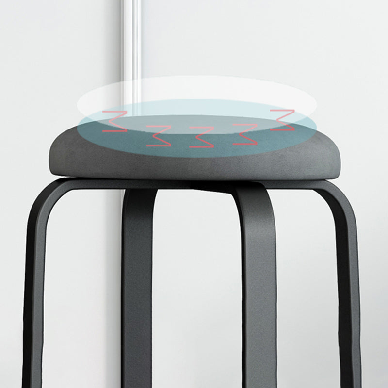 Footstool Ottoman Upholstered Metal Frame Fabric Modern Solid Round Ottoman Clearhalo 'furn' 'furn_ottomans_poufs' 'Furniture' 'Living Room Furniture' 'Ottomans & Poufs' 'ottomans_poufs' 6009375