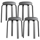 Footstool Ottoman Upholstered Metal Frame Fabric Modern Solid Round Ottoman Dark Gray 4 Piece Set Black Clearhalo 'furn' 'furn_ottomans_poufs' 'Furniture' 'Living Room Furniture' 'Ottomans & Poufs' 'ottomans_poufs' 6009386