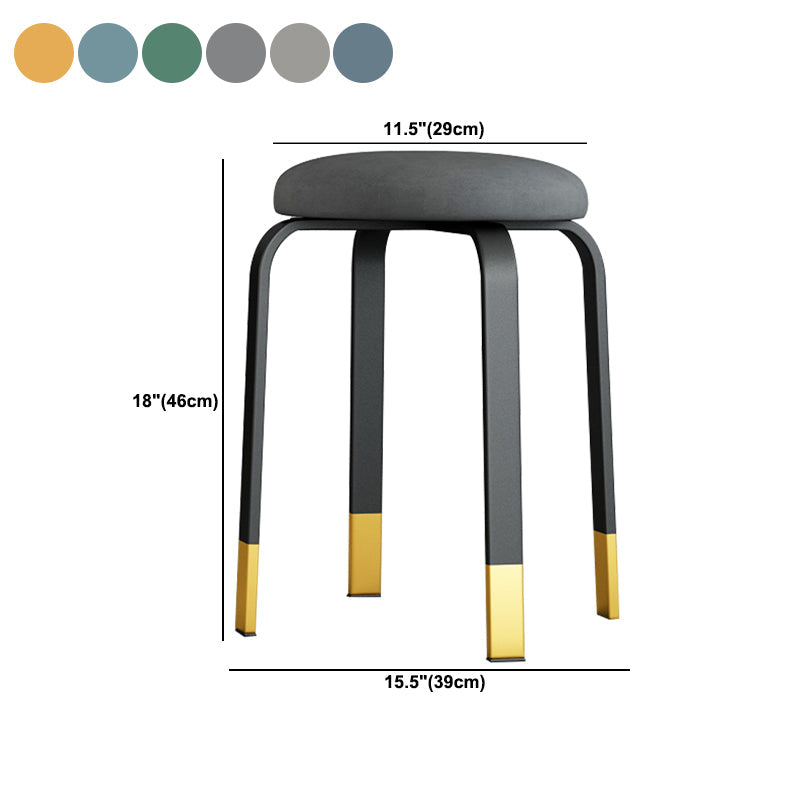 Footstool Ottoman Upholstered Metal Frame Fabric Modern Solid Round Ottoman Clearhalo 'furn' 'furn_ottomans_poufs' 'Furniture' 'Living Room Furniture' 'Ottomans & Poufs' 'ottomans_poufs' 6009415