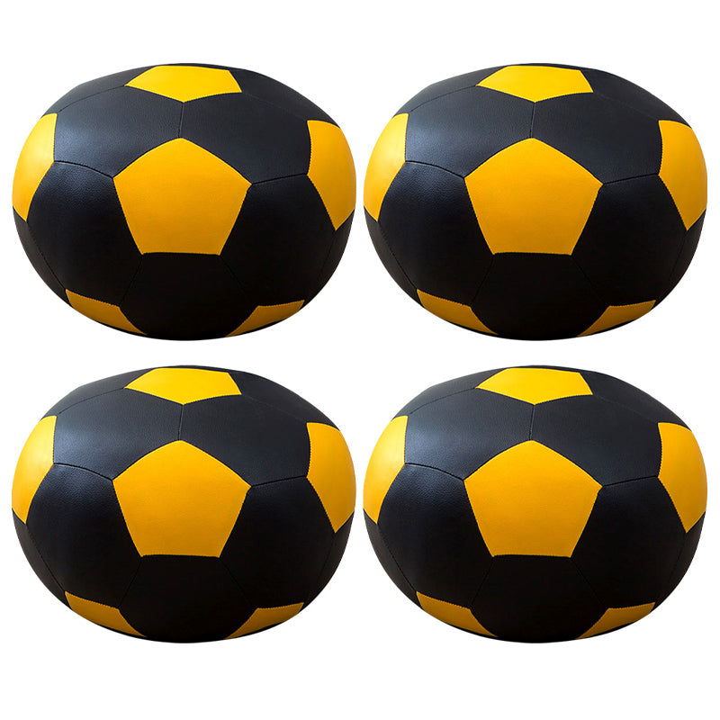 Contemporary Pouf Ottoman Faux Leather Upholstered Spherical Ottoman