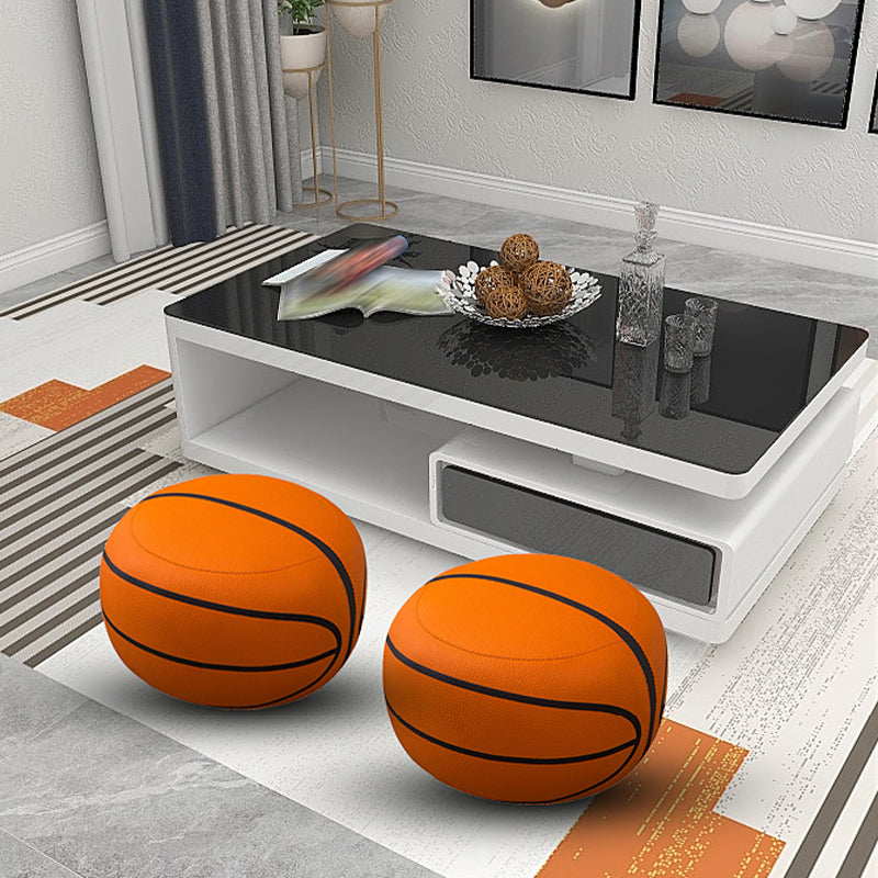 現代のプーフオットマンフェイクレザー布張りの球状オットマン