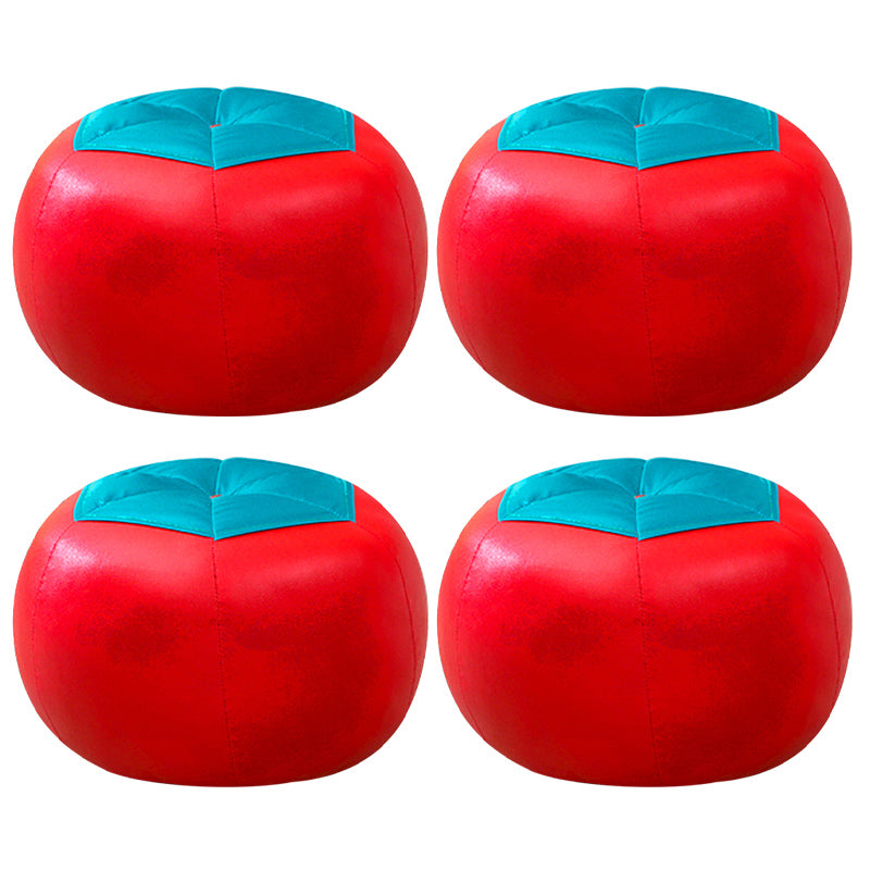 Contemporary Pouf Ottoman Faux Leather Upholstered Spherical Ottoman