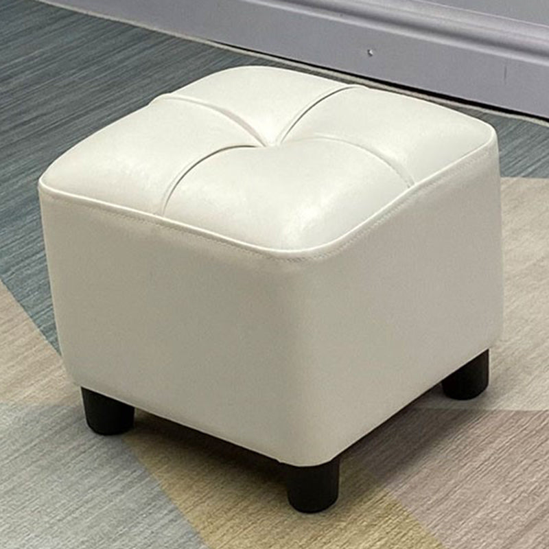 Modern Square Standard Faux Leather Solid Color Standard for Living Room White 1 Piece Clearhalo 'furn' 'furn_ottomans_poufs' 'Furniture' 'Living Room Furniture' 'Ottomans & Poufs' 'ottomans_poufs' 6009459