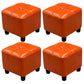 Modern Square Standard Faux Leather Solid Color Standard for Living Room Orange 4 Piece Set Clearhalo 'furn' 'furn_ottomans_poufs' 'Furniture' 'Living Room Furniture' 'Ottomans & Poufs' 'ottomans_poufs' 6009468