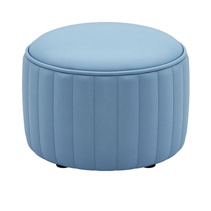 Orange Leather Pouf Modern Round Pure Color Pouf for Drawing Room