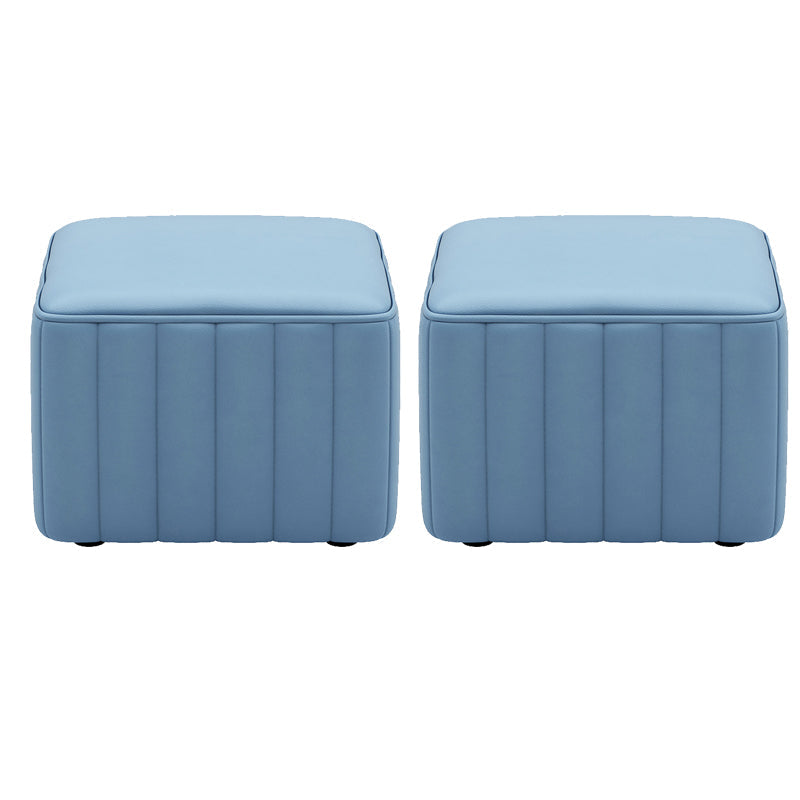 Orange Leather Pouf Modern Round Pure Color Pouf for Drawing Room