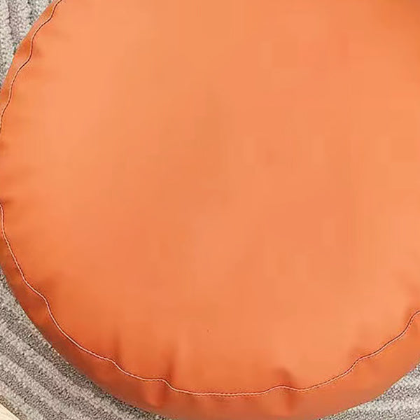 Modern Pouf Ottoman Faux Leather Upholstered Solid Color Round Ottoman