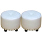 Cylinder Pouf Pure Color Tufted Nailhead Trim Faux Leather Standard Ottoman 11.8"L x 11.8"W x 9.8"H White 2 Piece Set Clearhalo 'furn' 'furn_ottomans_poufs' 'Furniture' 'Living Room Furniture' 'Ottomans & Poufs' 'ottomans_poufs' 6009563