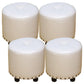 Cylinder Pouf Pure Color Tufted Nailhead Trim Faux Leather Standard Ottoman 12"L x 12"W x 11"H White 4 Piece Set Clearhalo 'furn' 'furn_ottomans_poufs' 'Furniture' 'Living Room Furniture' 'Ottomans & Poufs' 'ottomans_poufs' 6009595