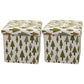 Modern Blue Square Ottoman Trees Pattern Cotton Indoor Ottoman