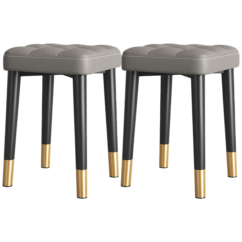 Water Resistant Ottoman Square Metal Frame Fabric Tufted Standard Gray 2 Piece Set Black Gold Clearhalo 'furn' 'furn_ottomans_poufs' 'Furniture' 'Living Room Furniture' 'Ottomans & Poufs' 'ottomans_poufs' 6009668