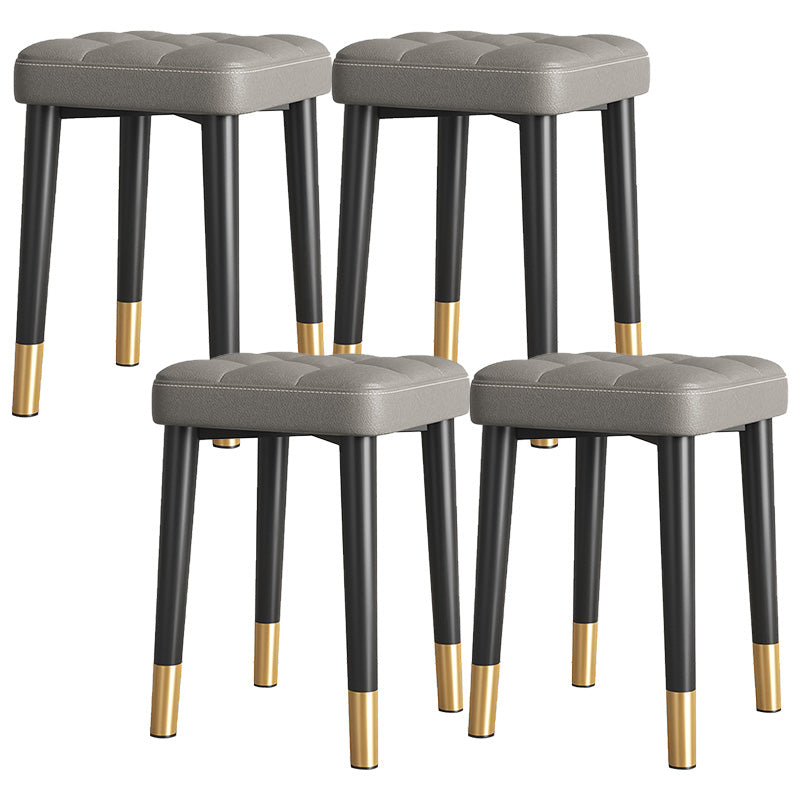 Water Resistant Ottoman Square Metal Frame Fabric Tufted Standard Gray 4 Piece Set Black Gold Clearhalo 'furn' 'furn_ottomans_poufs' 'Furniture' 'Living Room Furniture' 'Ottomans & Poufs' 'ottomans_poufs' 6009670