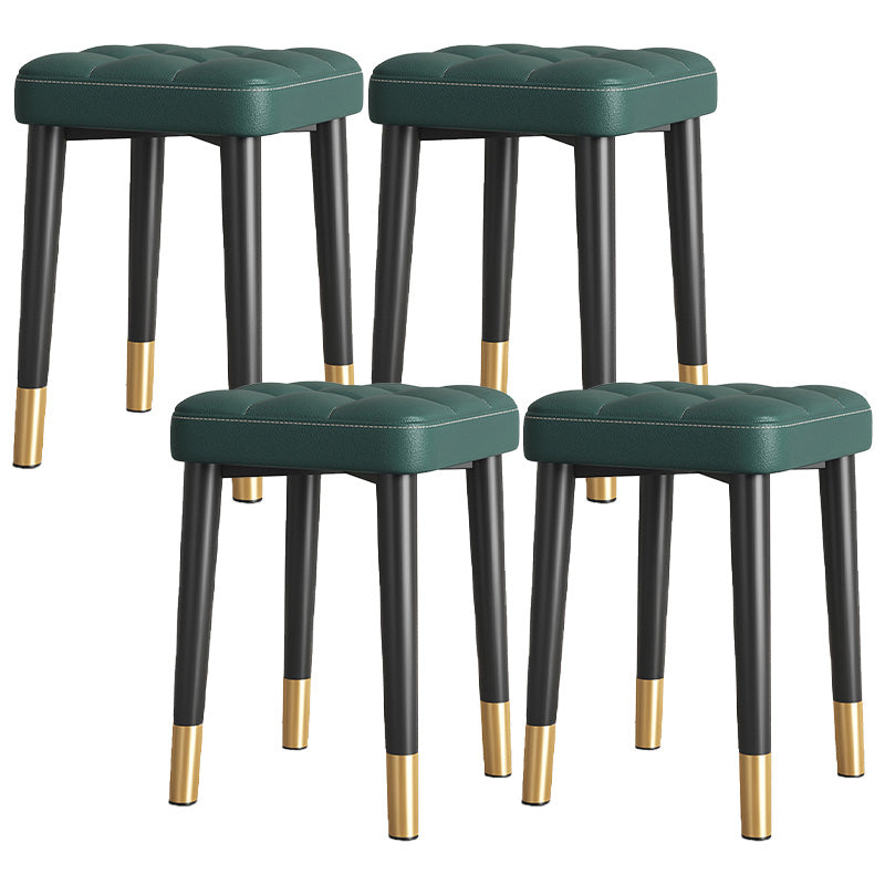 Water Resistant Ottoman Square Metal Frame Fabric Tufted Standard Green 4 Piece Set Black Gold Clearhalo 'furn' 'furn_ottomans_poufs' 'Furniture' 'Living Room Furniture' 'Ottomans & Poufs' 'ottomans_poufs' 6009680