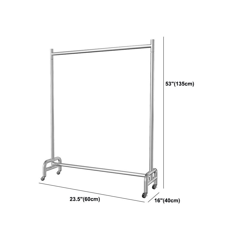 Industriële jas hanger roestvrijstalen hangende rail en castors hal boom