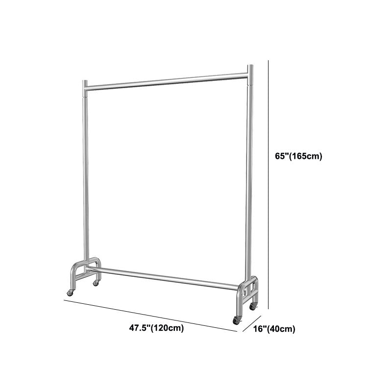 Industriële jas hanger roestvrijstalen hangende rail en castors hal boom