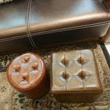 Modern Pouf Ottoman Genuine Leather Tufted Upholstered Solid Color Ottoman Clearhalo 'furn' 'furn_ottomans_poufs' 'Furniture' 'Living Room Furniture' 'Ottomans & Poufs' 'ottomans_poufs' 6012419